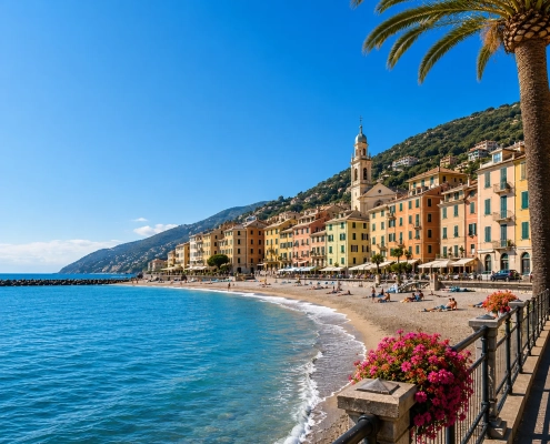 Lungomare di Celle Ligure durante una gita di gruppo con partenza da Gattinara in Piemonte